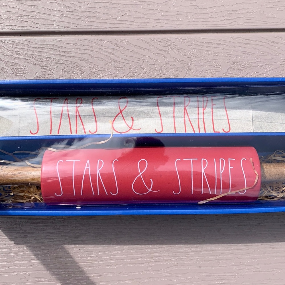 New Rae Dunn STARS & STRIPES Apron & Rolling Pin
